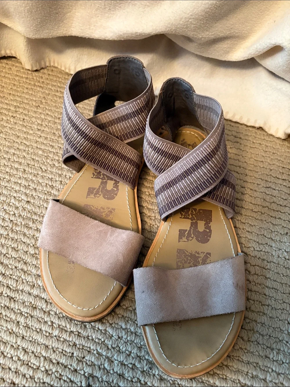 Sorel Suede Cross-Strap Sandals